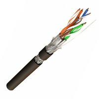 Кабель витая пара, экранированная (S/FTP), категория 6a, 4 пары (23 AWG), одножильный (solid), каждая пара в фольге, общий экран - медная оплетка, для внешней прокладки, PE, черный (500 м)
