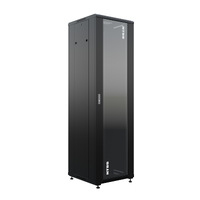 Шкаф напольный универсальный серверный NTSS R 32U 600х600мм, 4 профиля 19, двери стекло и сплошная металл, боковые стенки съемные, регулируемые опоры, разобранный, черный RAL 9005
