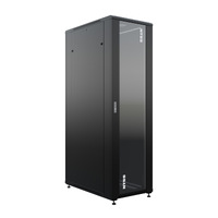 Шкаф напольный универсальный серверный NTSS R 47U 600х1000мм, 4 профиля 19, двери стекло и сплошная металл, боковые стенки съемные, регулируемые опоры, разобранный, черный RAL 9005