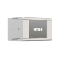 Шкаф настенный телекоммуникационный NTSS W 9U 600х450х500мм, 2 профиля 19, дверь стеклянная, боковые стенки съемные, задняя стенка, разобранный, серый RAL 7035