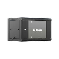 Шкаф настенный телекоммуникационный NTSS W 6U 600х600х370мм, 2 профиля 19, дверь стеклянная, боковые стенки съемные, задняя стенка, разобранный, черный RAL 9005