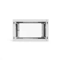 Шкаф настенный телекоммуникационный NTSS WS 15U 600х450х770мм, 2 профиля 19, дверь стеклянная, боковые стенки съемные, разобранный, серый RAL 7035
