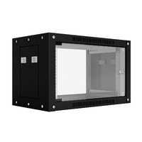 Шкаф настенный телекоммуникационный NTSS WS 9U 600х600х500мм, 2 профиля 19, дверь стеклянная, боковые стенки съемные, разобранный, черный RAL 9005